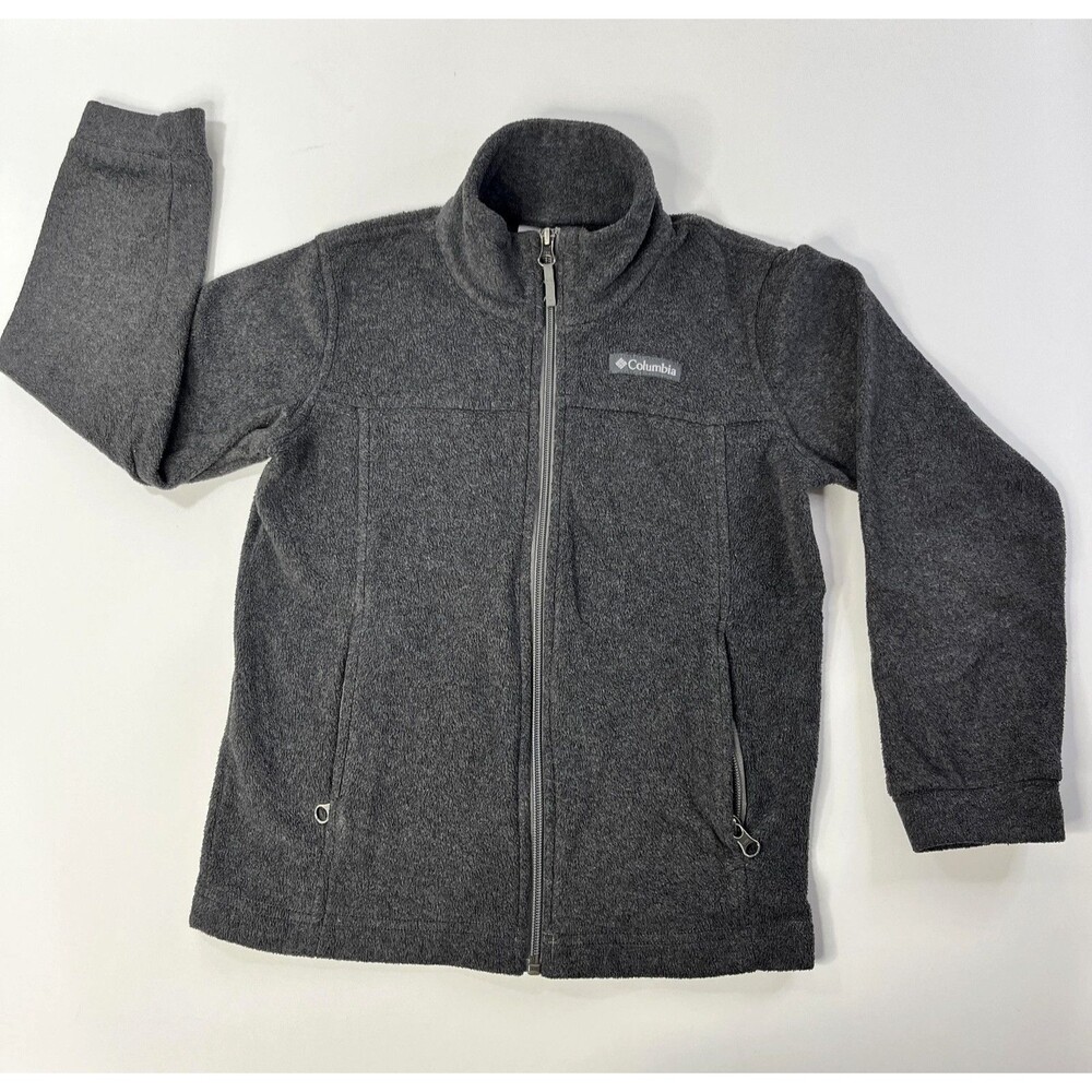 Columbia Fleece Jacket Girl's Small Gray Full Zip Warm Outdoor Layer